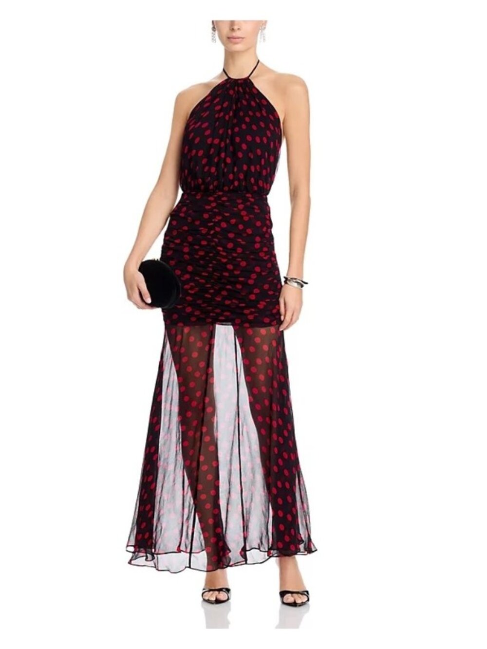 Ronny Kobo Lovisa Maxi Dress in Black Red Medium Womens Long Gown